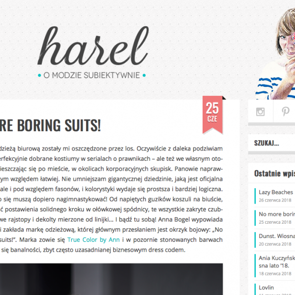 Blog Harel o TRUE COLOR BY ANN wpis NO MORE BORING SUITS