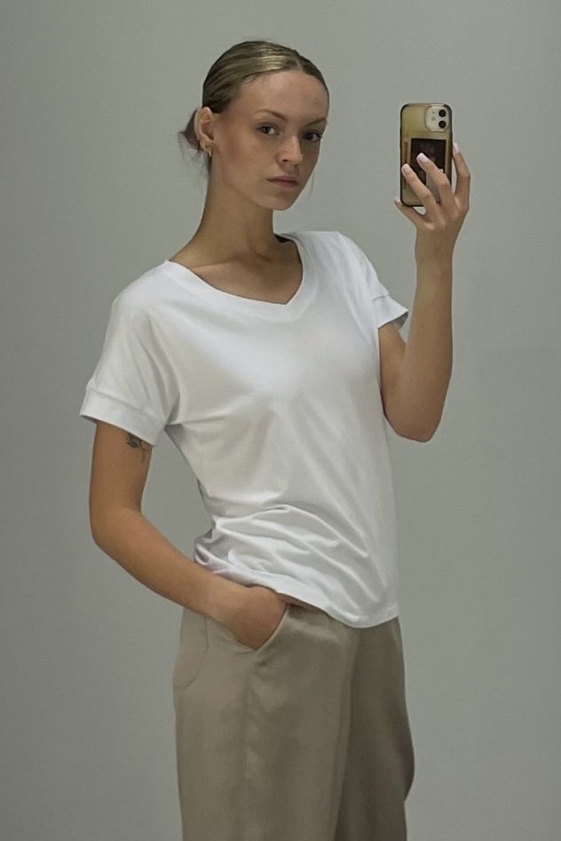 BASIC PREMIUM Taliowany Bawełniany biały TSHIRT z bawełny 100% WHITE biały 