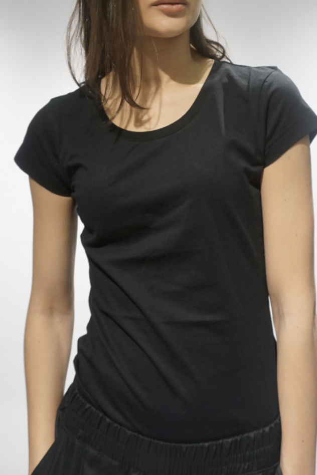 Premium Basic taliowany Czarny TSHIRT bawełniany damski taliowany z bawełny 100% premium