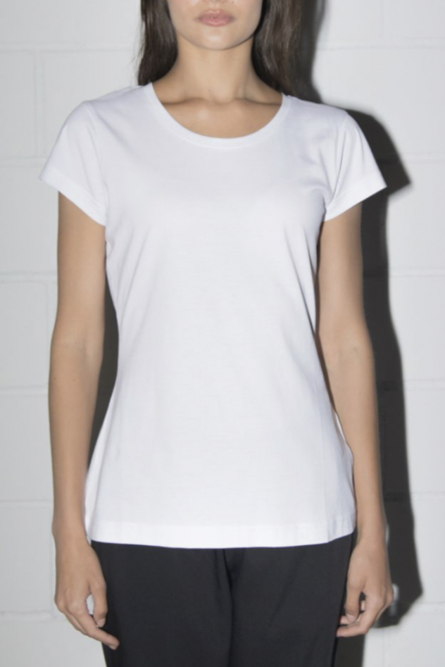 Biały tshirt bawełniany damski taliowany bawełna 100% premium