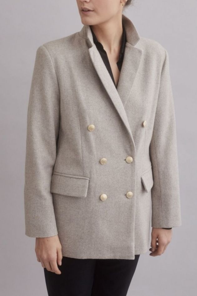 Beżowa wełniana Dwurzędowa Marynarka 100% wełny Pure Elegance Beż Aspen Look