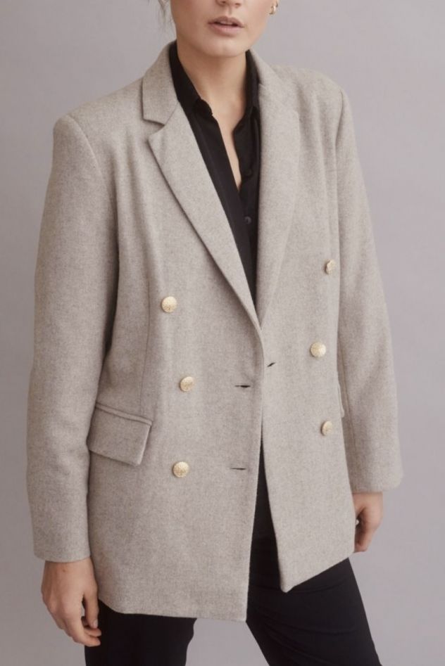 Beżowa wełniana Dwurzędowa Marynarka 100% wełny Pure Elegance Beż Aspen Look