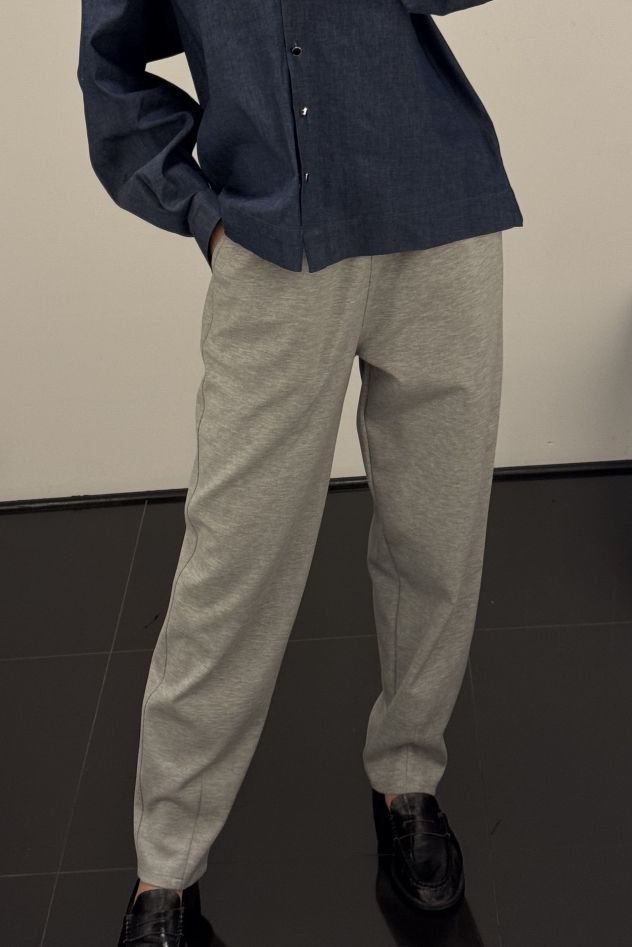 Szare dresowe spodnie bawełniane loose zwężane 100% bawełna