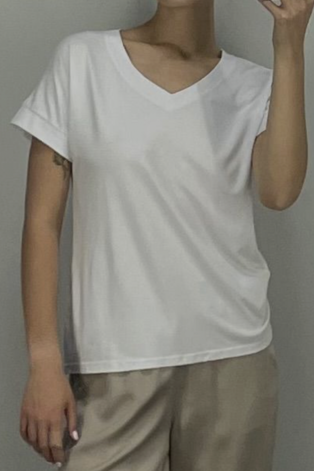 BASIC PREMIUM Taliowany Bawełniany biały TSHIRT z bawełny 100% WHITE biały 