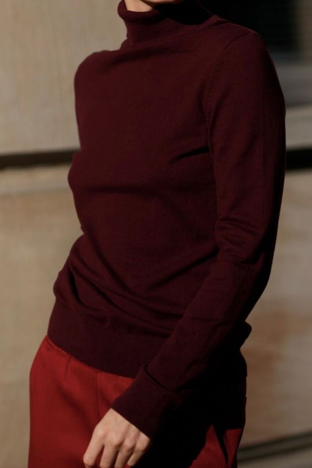 Bawełniany LEKKI i ciepły MODERN GOLF w kolorze bordo burgund