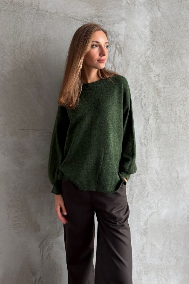 Zielony sweter premium wyjątkowo lekki miękki niegryzący wiskoza 100% 