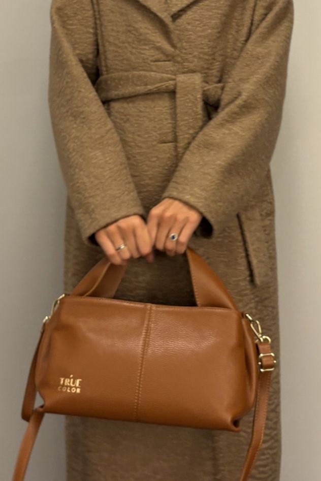 Skórzana camelowa koniak torebka kuferek 100% skóra naturalna