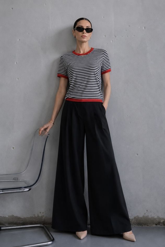 Spodnie szerokie bardzo spódnico spodnie czarne z gumką