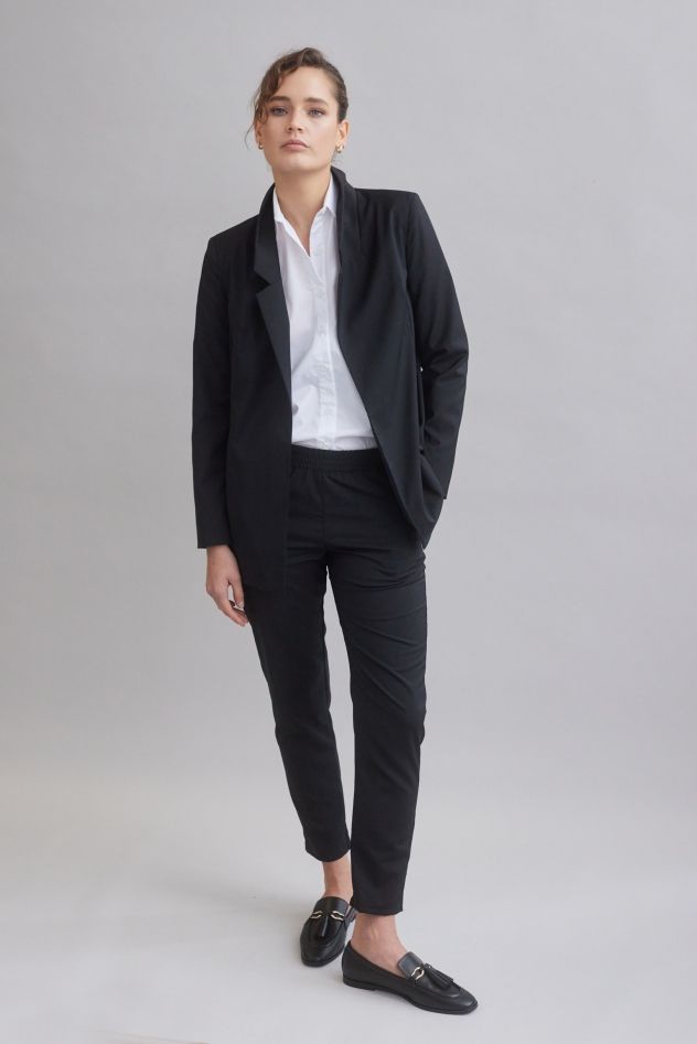 Czarny Gładki Wełniany Garnitur 100% wełna Marynarka i Spodnie