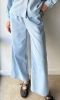 Błękitne spodnie culottes -  len