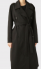 Czarny bawełniany płaszcz prochowiec trencz z pagonami z paskiem i podszewką wiskozową