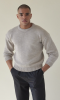 Wełniany sweter 100% wełny merino jasny beżowy  z okrągłym dekoltem oversize