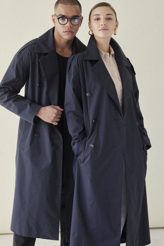 Granatowy bawełniany płaszcz prochowiec Kind Of Magic