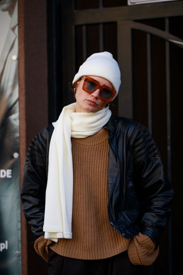 Komplet 100% Merino Wełniana Czapka i Wełniany Zimowy SZAL merino unisex śmietanka