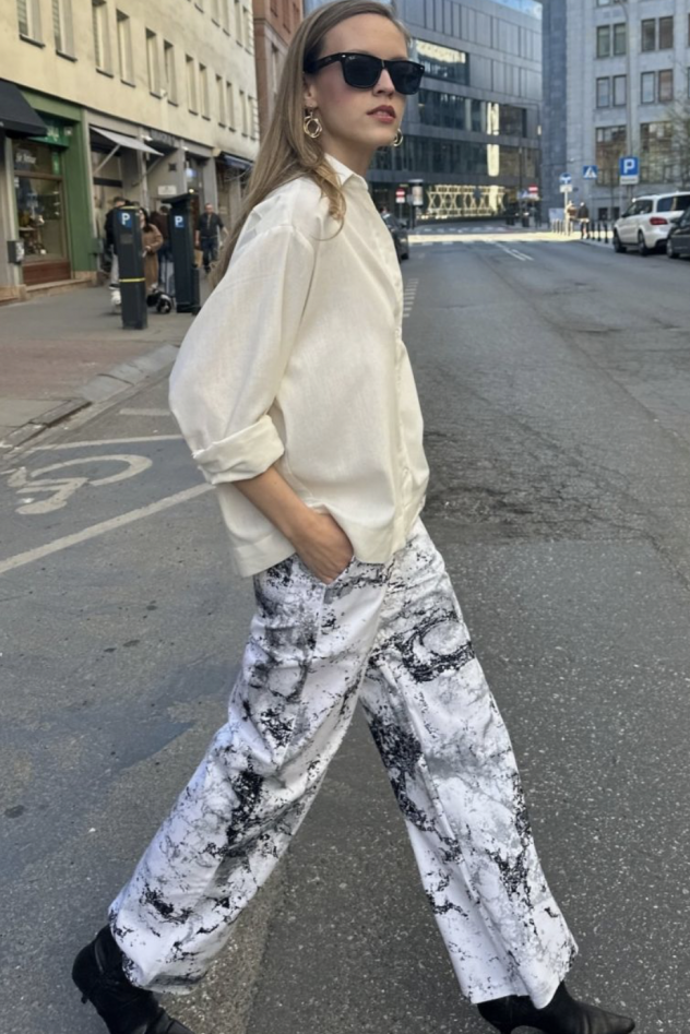 Oversize'owa lniana koszula off white ecru 100% len one size