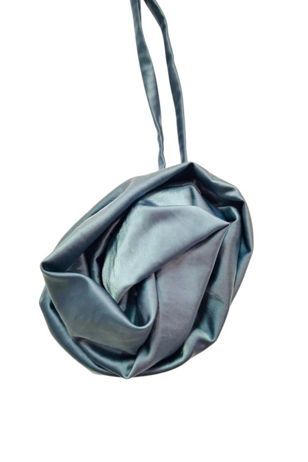Choker na szyję duża róża błękitna tencel 