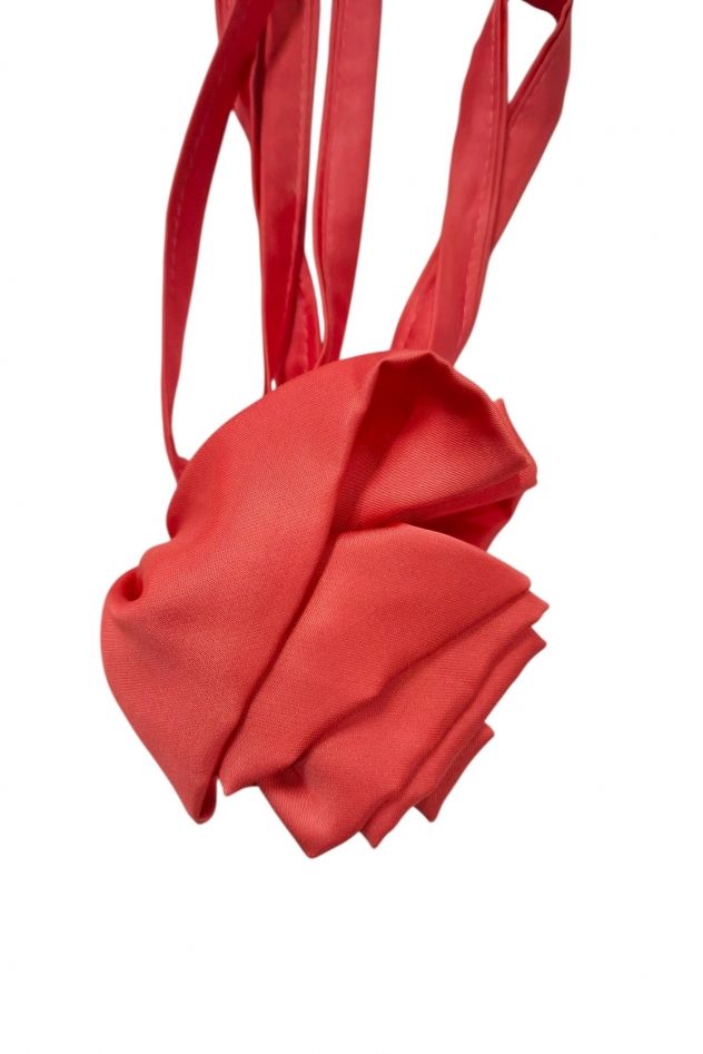 Choker na szyję duża róża koralowa jedwabna  