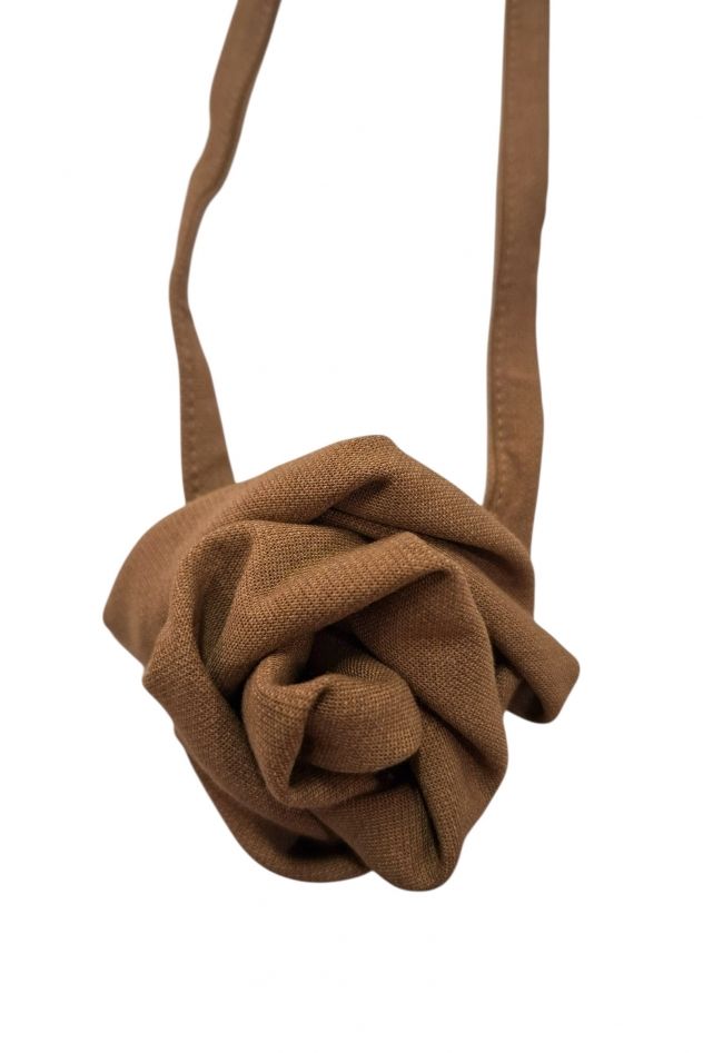 Choker na szyję mała róża beżowa camelowa wełniana