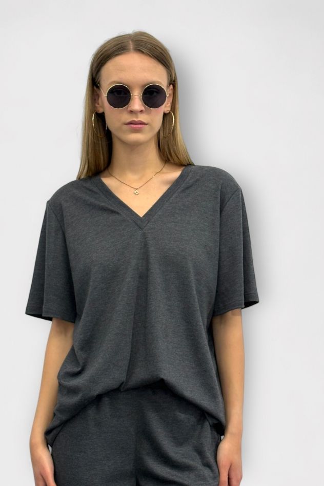 Dwustronny uniwersalny t-shirt bawełniany - dekolt V lub dekolt O