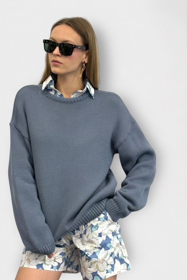SHOP THE LOOK 11 - komplet bawełna w kwiaty i sweter BAWEŁNA BLUE