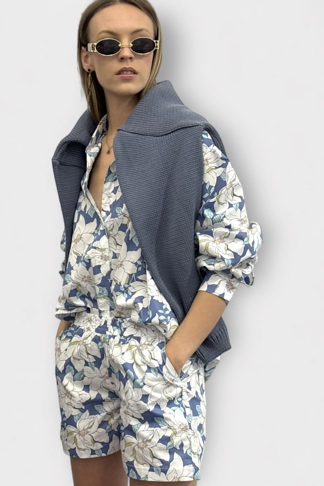 SHOP THE LOOK 11 - komplet bawełna w kwiaty i sweter BAWEŁNA BLUE