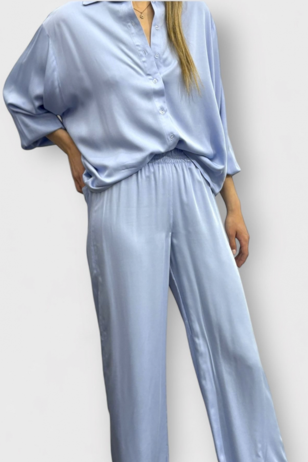 SHOP THE LOOK 10 - błękitna wiskoza kuloty i koszula na guziki