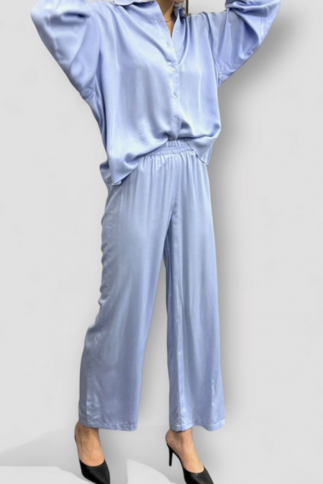 SHOP THE LOOK 10 - błękitna wiskoza kuloty i koszula na guziki
