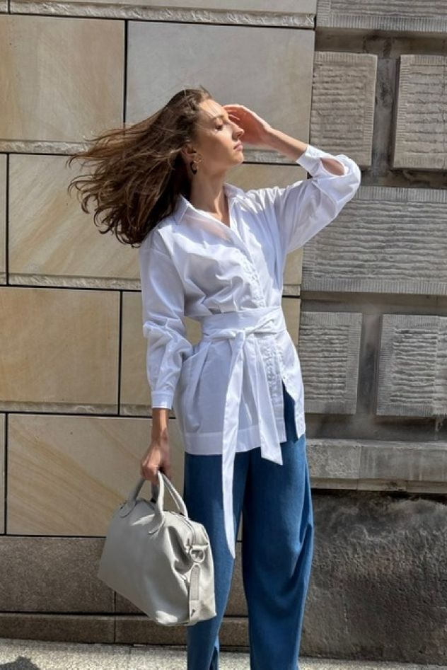 Spodnie szerokie niebieskie jak dżins lekkie z gumką w pasie tencel 100% 