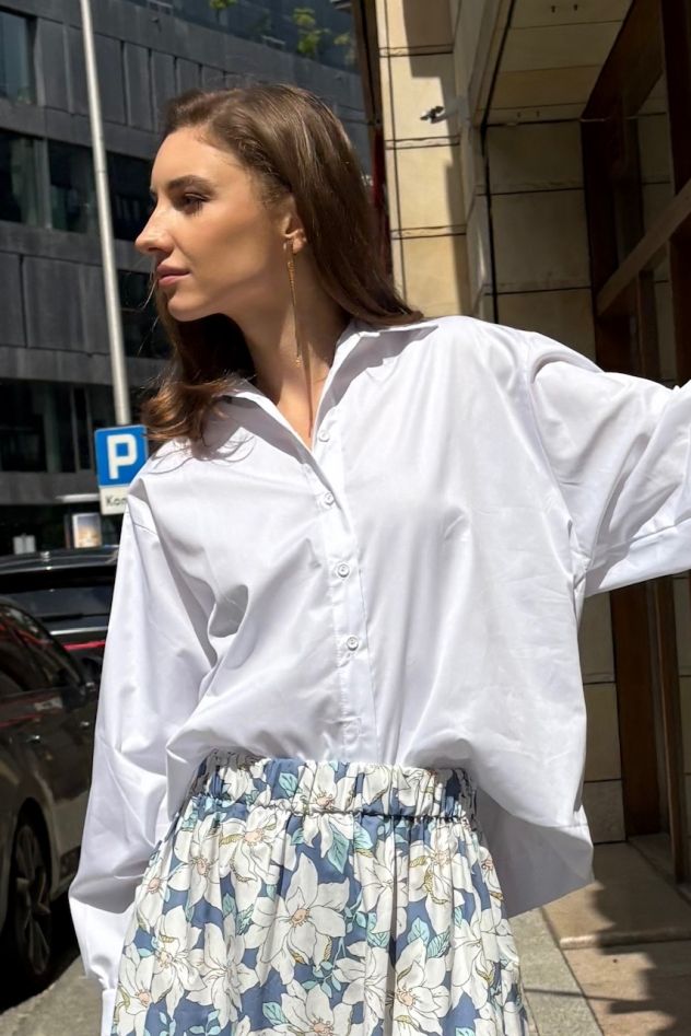 Biała oversize koszula My Style z bawełny włoskiej 100% 