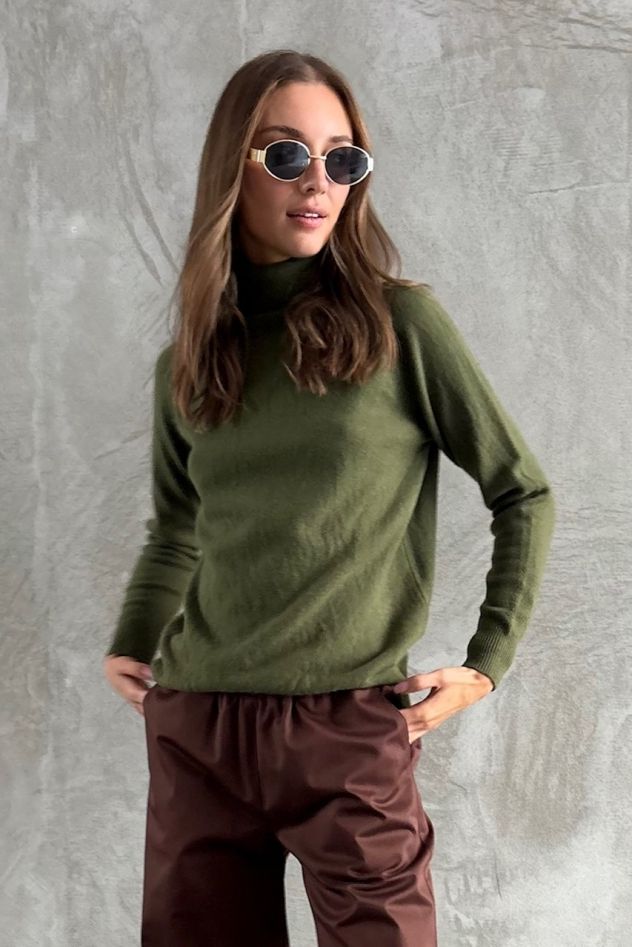 Sweter miękki czekoladowy brąz wełna wiskoza