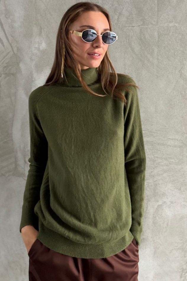 Sweter miękki czekoladowy brąz wełna wiskoza