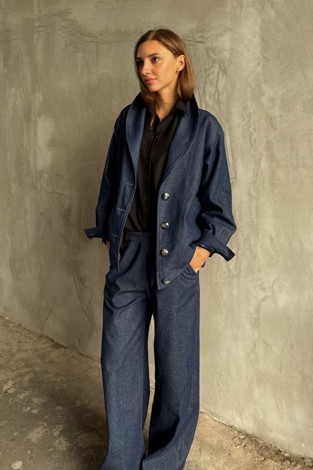 Oversize czarna koszula  z czystej wełny VIRGIN wool miękkiej