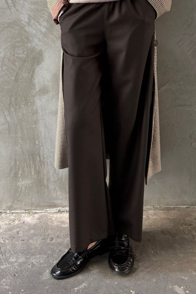 Spodnie bawełniane szerokie CULOTTES z gumką w pasie bez suwaka