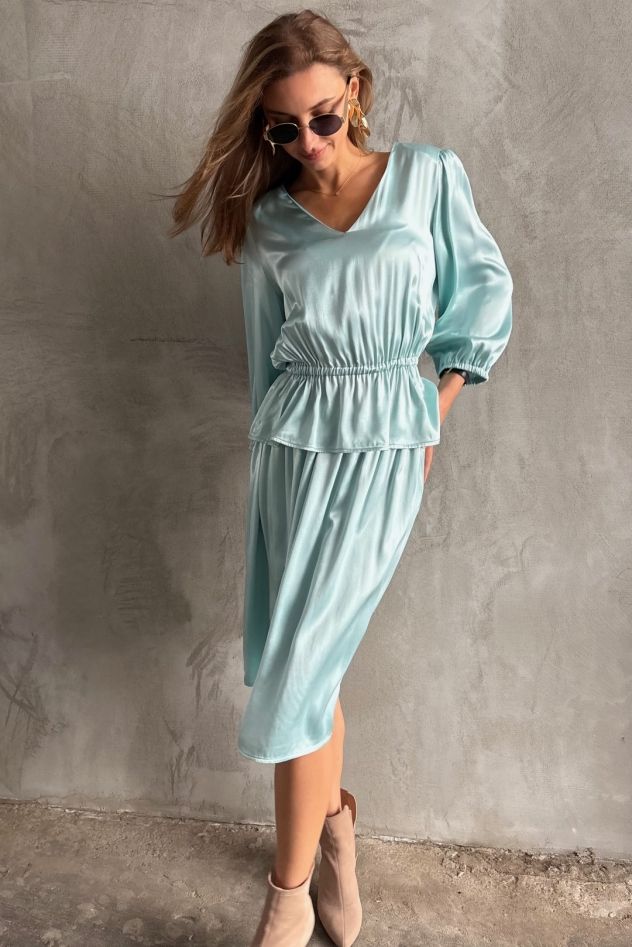 Spódniczka jedwabna miętowa