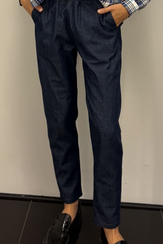 Spodnie Loose jeansowe ciemny granat bawełna 100%