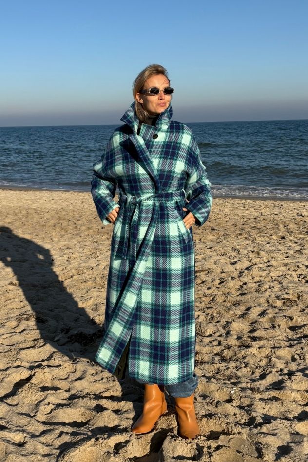 Płaszcz Wełniany Kind of Magic granatowa krata