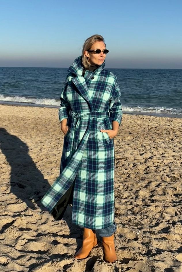 Płaszcz Wełniany Kind of Magic granatowa krata