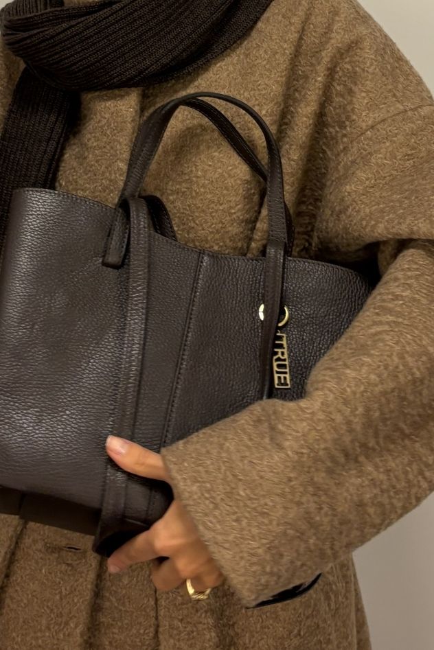 Torebka skórzana brązowo czekoladowa z podwójnymi uszami 100% skóra naturalna