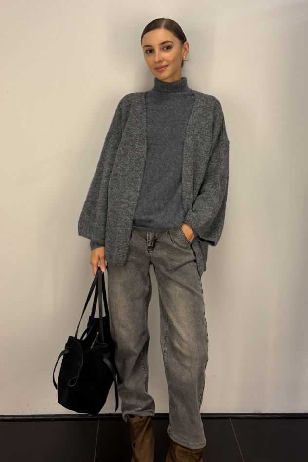 Bardzo duża torebka zamszowa czarna z podwójnymi uszami 100% skóra naturalna