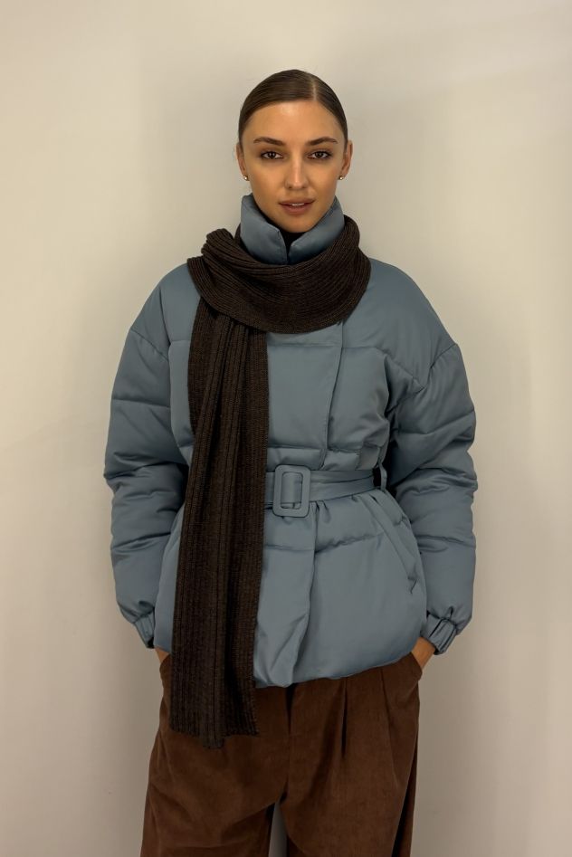 Wełniany zimowy SZAL 100% Merino unisex czekolada 