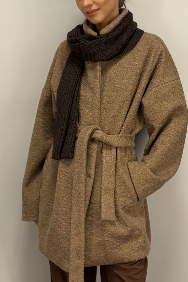 Wełniany zimowy SZAL 100% Merino unisex czekolada 