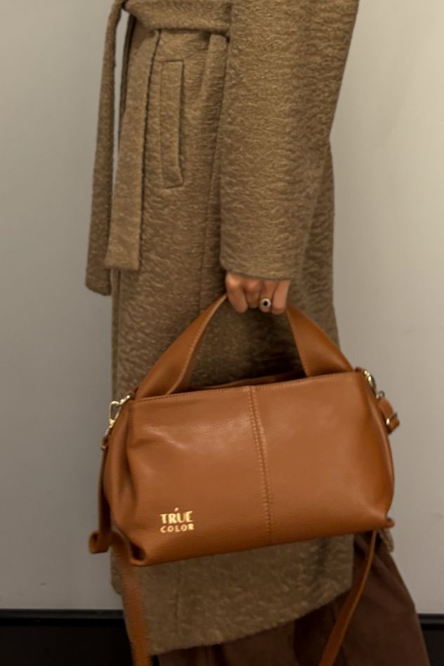 Skórzana camel koniak torebka kuferek 100% skóra naturalna