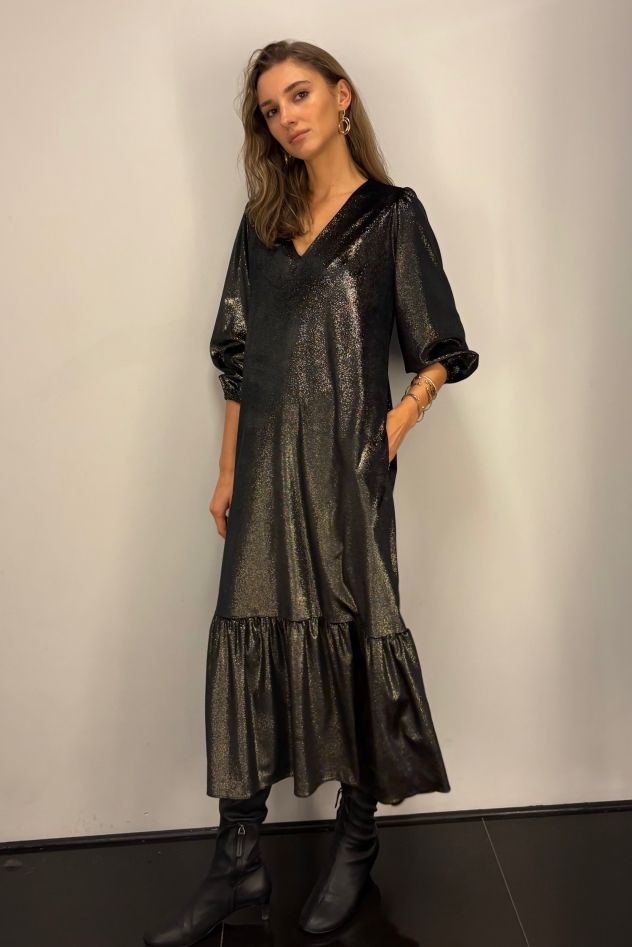 Czarno złota sukienka jak welur CELEBRATION 