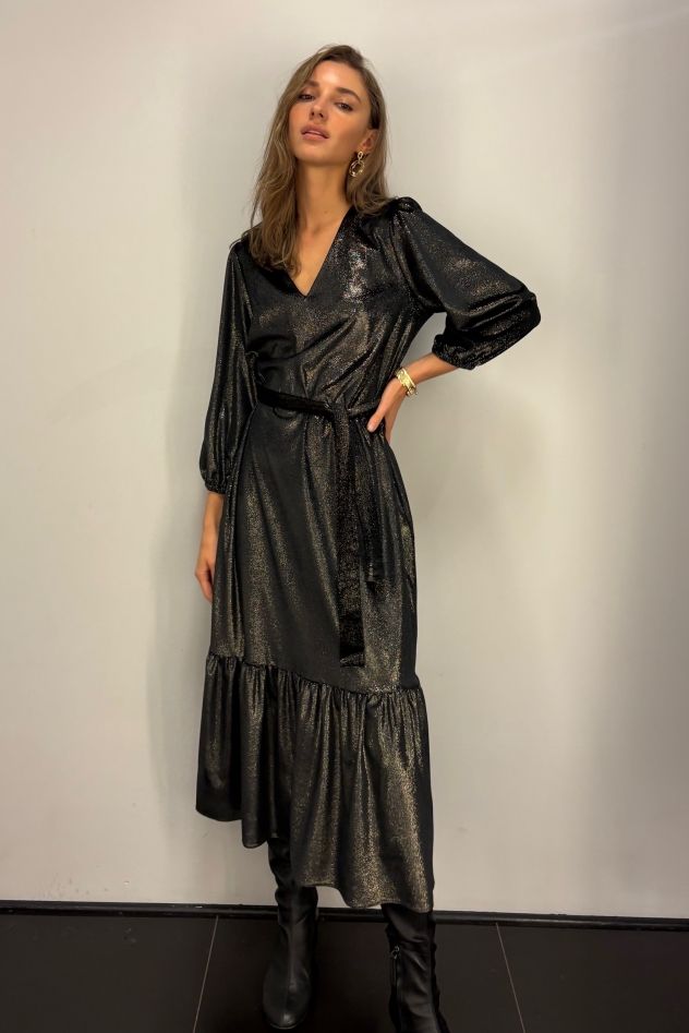 Czarno złota sukienka jak welur CELEBRATION 