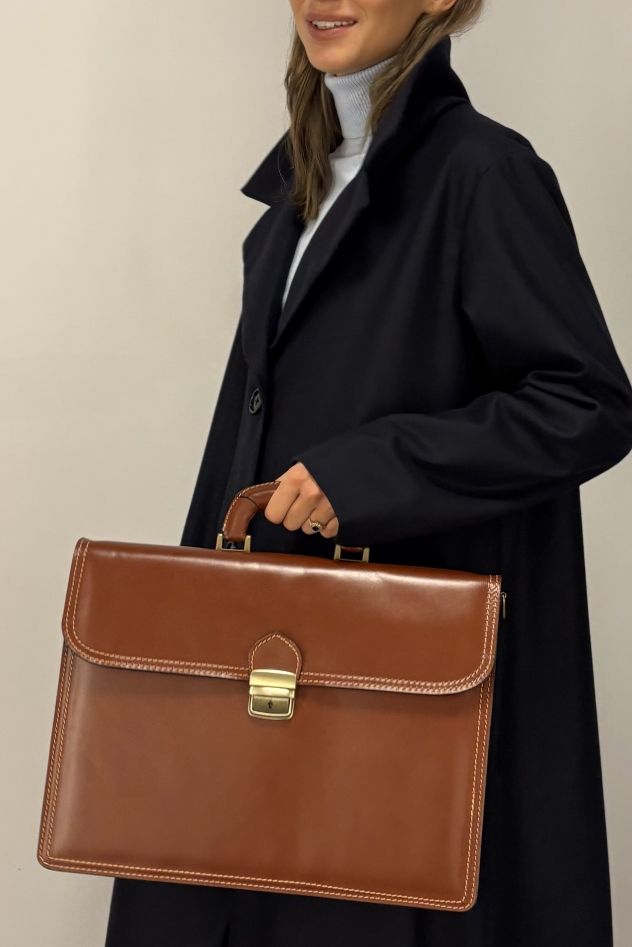 Neseser teczka 100% skóra naturalna koniakowa camelowa