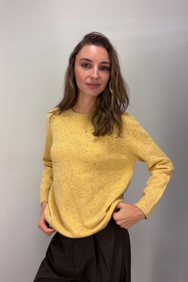 Wełniany oversize płaszcz kind of magic w jodełkę BUCLE brązowy