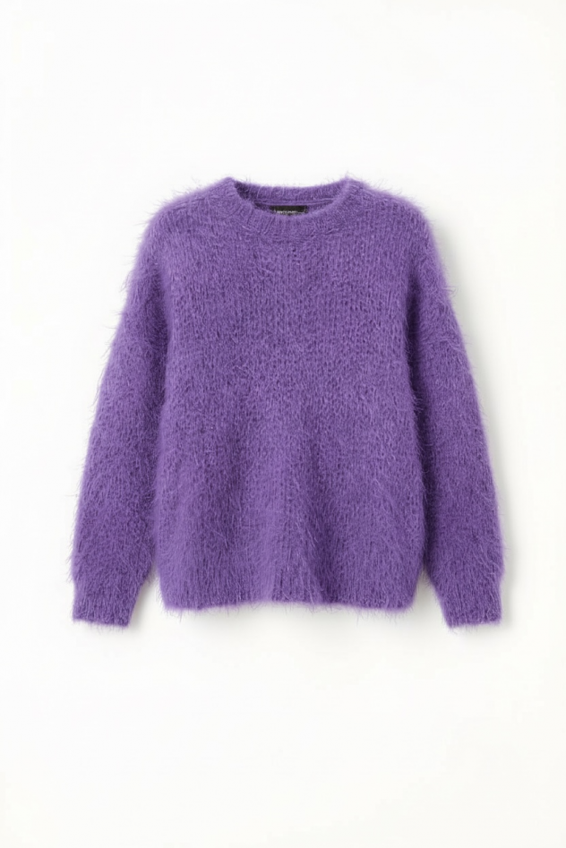 Sweter premium miękki szlachetny skład 100% kaszmir fiolet lawenda