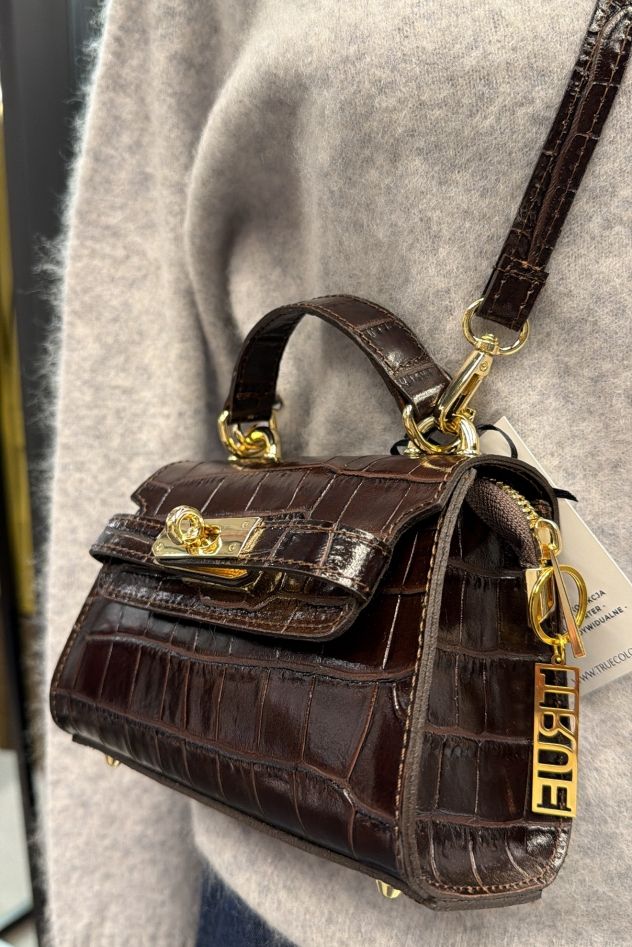 Skórzana mała torebka a la krokodyl 100% skóra naturalna włoska