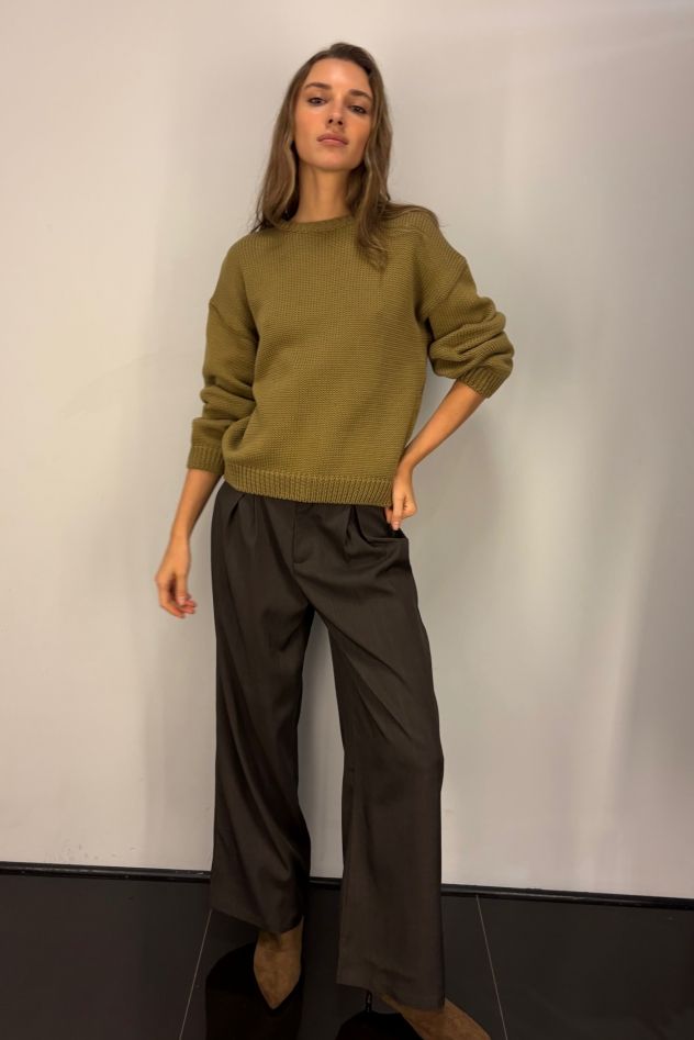 Spodnie KULOTY palazzo szerokie z zakładkami i suwakiem czarne