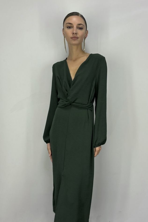 Sukienka maxi 100% wiskoza ciemna zieleń 